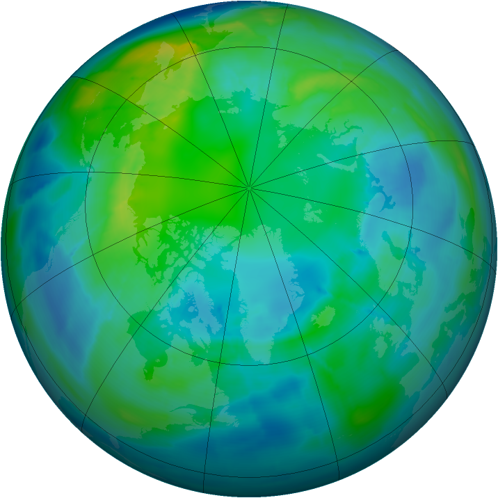 Arctic ozone map for 24 October 2013